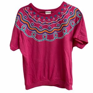 Vintage Jantzen Puff Print Rainbow Sweatshirt Pink Size M